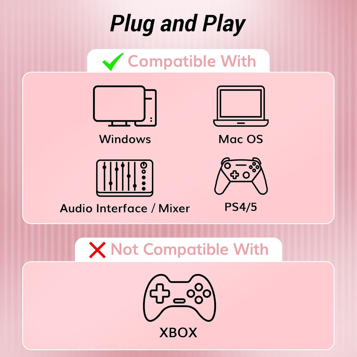 TONOR Dynamic Microphone, XLR/USB Microphone for Podcast, Recording, Streaming, Gaming, XLR Cardioid Studio Mic with Quick Mute, 3.5mm Headphone Jack, Volume Control, Mic with Boom Arm, Pink, TD510+