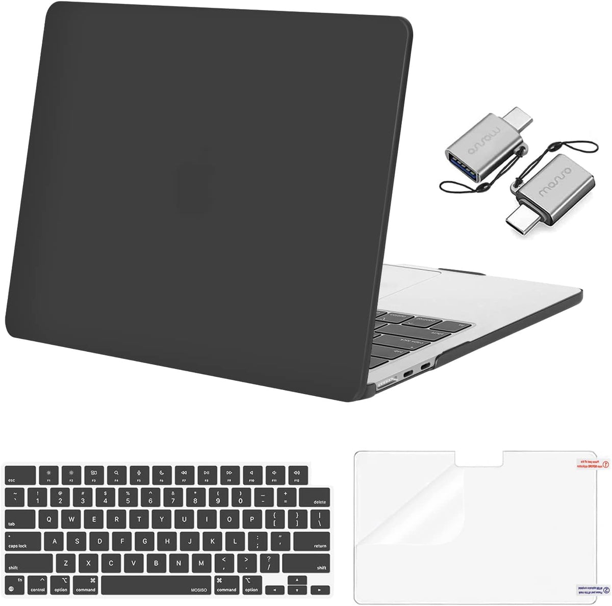 MOSISO Compatible with MacBook Air 13 inch Case 2025 2024 2023 2022 M4 A3240 M3 A3113 M2 A2681, Plastic Hard Shell&Keyboard Cover&Screen Film&Type C for MacBook Air 13.6 inch Case, Slate Gray