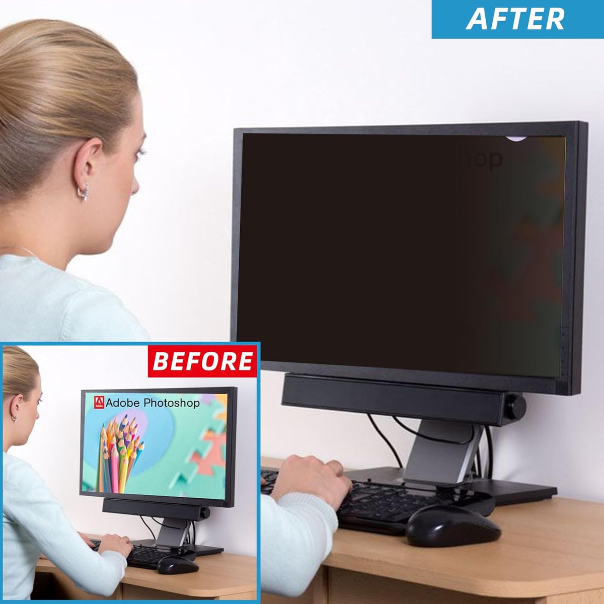 2-PACK 21.5 inch Computer Privacy Screen Filter Suitable for 16:9 Aspect Ratio Widescreen Monitor - Blue Light Filter- Anti-Glare & Anti-Scratch Protector Film ([2-Pack] 21.5" Widescreen (16:9))