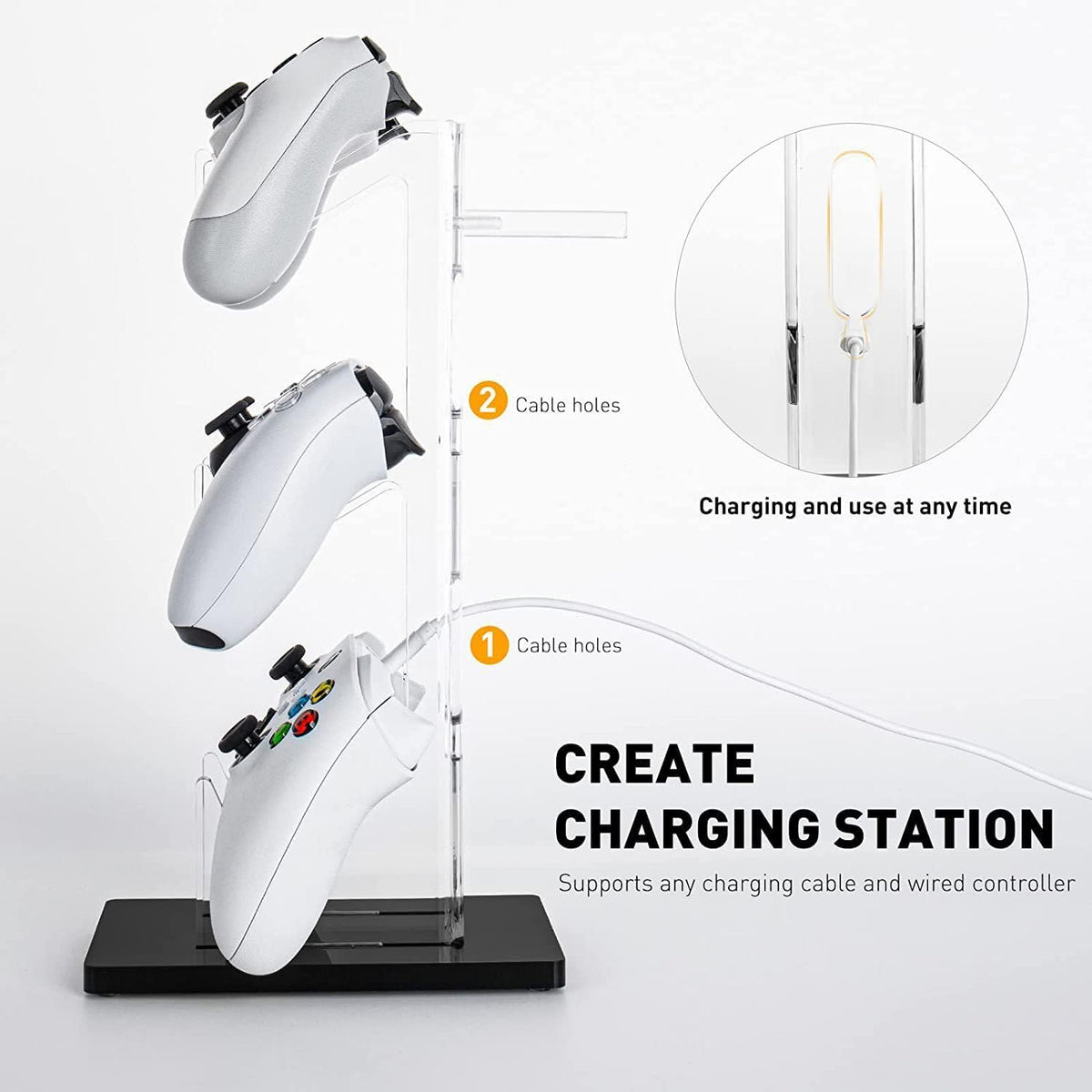 GUQIANLU Game Controller Enhance Gaming with A 3 Tier Controller Holder & Headset Stand for PS5, PS4, Xbox ONE, Switch, & STEAM. Create A Gaming