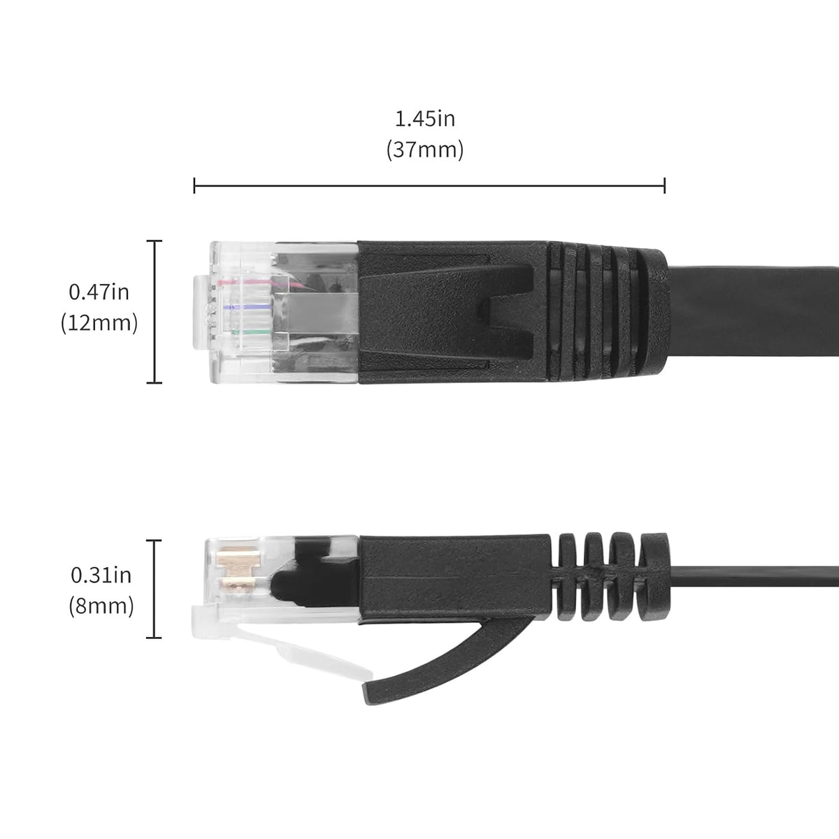 6.6FT CAT6 RJ45 RJ45 10Gbps 2-Pack Retractable Ethernet Cable with Connector Port - High-Speed Cable with Flexible