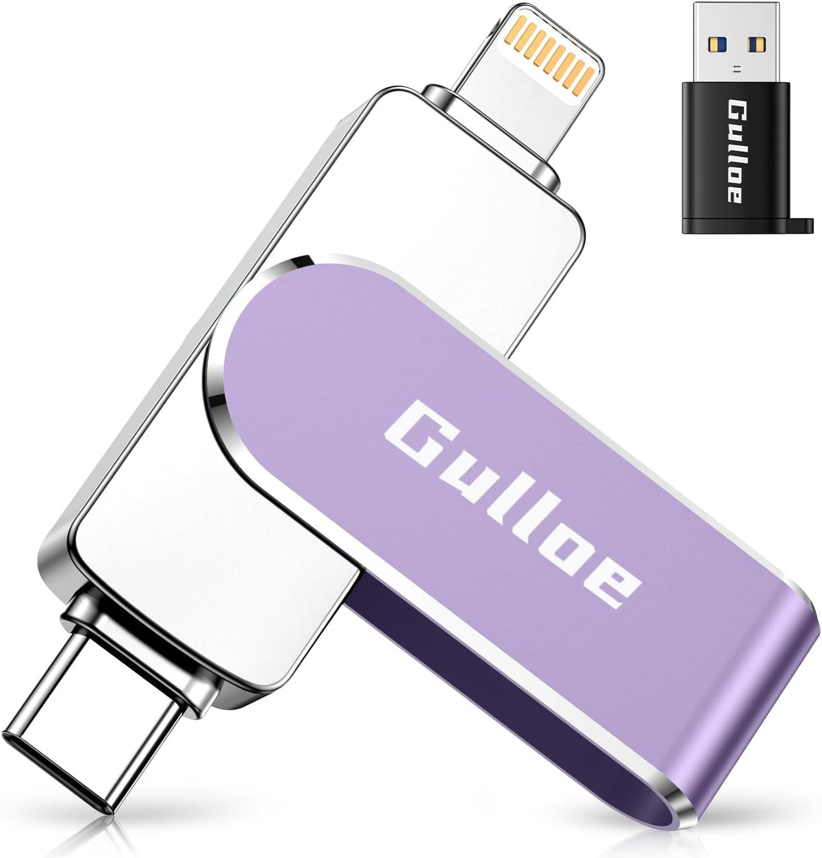 Gulloe 256GB Flash Drive Intended for iPhone, Memory Stick Storage for Photos and Videos Backup, Compatible with iPhone iPad Android PC, Plug and Play, No Application Required (Purple)
