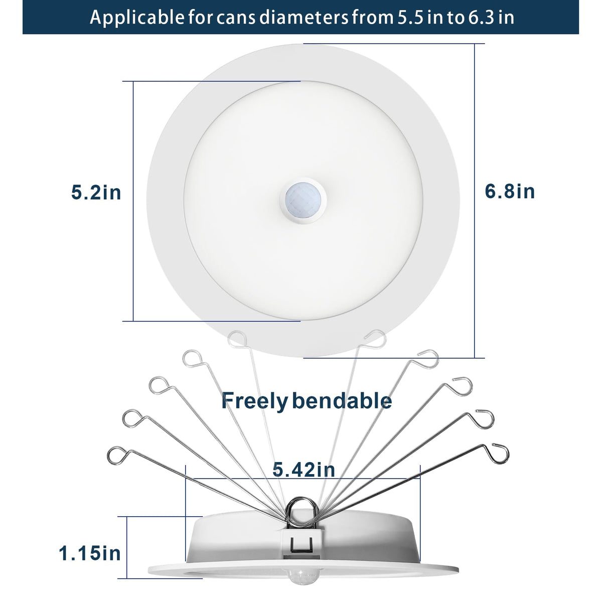 seami Motion Sensor Downlight, Dusk to Dawn Security 6 Inch Led Recessed Night Lights,17W Equivalent 100W 5800K Daylight, Indoor Motion Activation