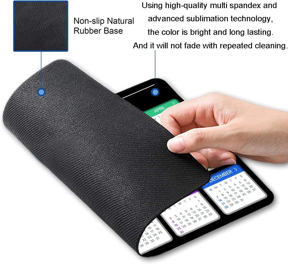 Hokafenle Mouse Pad, Black 2025 Calendar Mouse Pad, Premium-Textured Square Waterproof Mouse Mat Non-Slip Rubber Base MousePads for Office Laptop Home