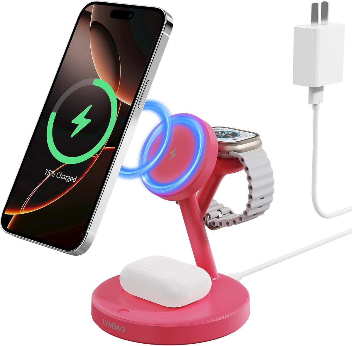 2025 3 in 1 Charging Station for Apple iPhone AirPods Watch with Mag-Safe Charger Wireless Charger Stand for iPhone 16 15 14 13 12 Series AirPods iWatch Series - Gifts for Wife & Husband