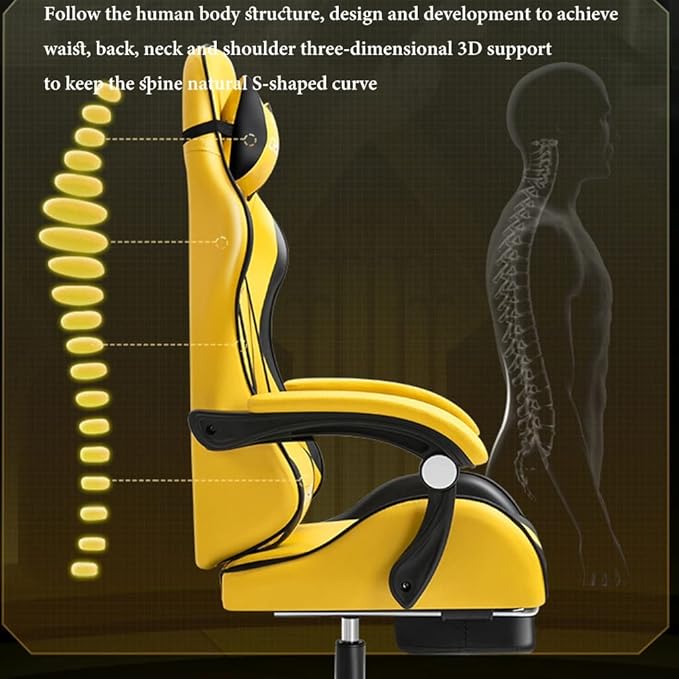 GIZNXBA Gaming Chair with Footrest Ergonomic Computer Chair Gaming Lumbar Support Backrest and Seat Height Adjustable Swivel Recliner Racing Office Chair Video Game Chair (Color : /Red)