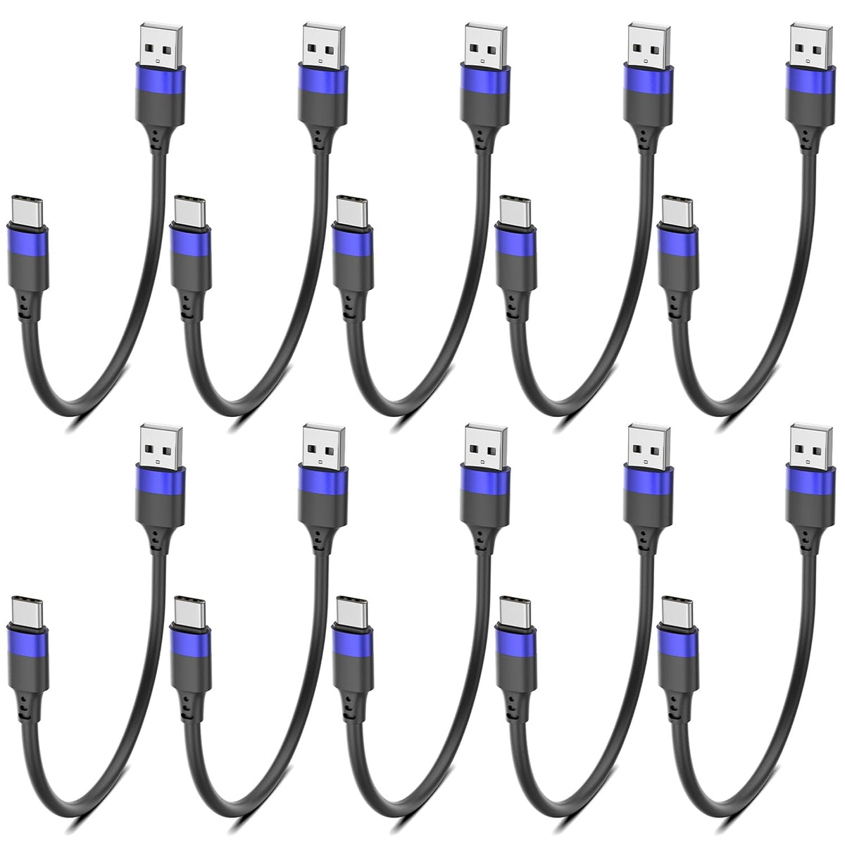 Bkduice 6 inch 10 Pack, Multipack 0.5ft 16 15 S24 S23 S20 S10 S9 20 10 9 Short USB C Cable Bulk Short USB A to USB C