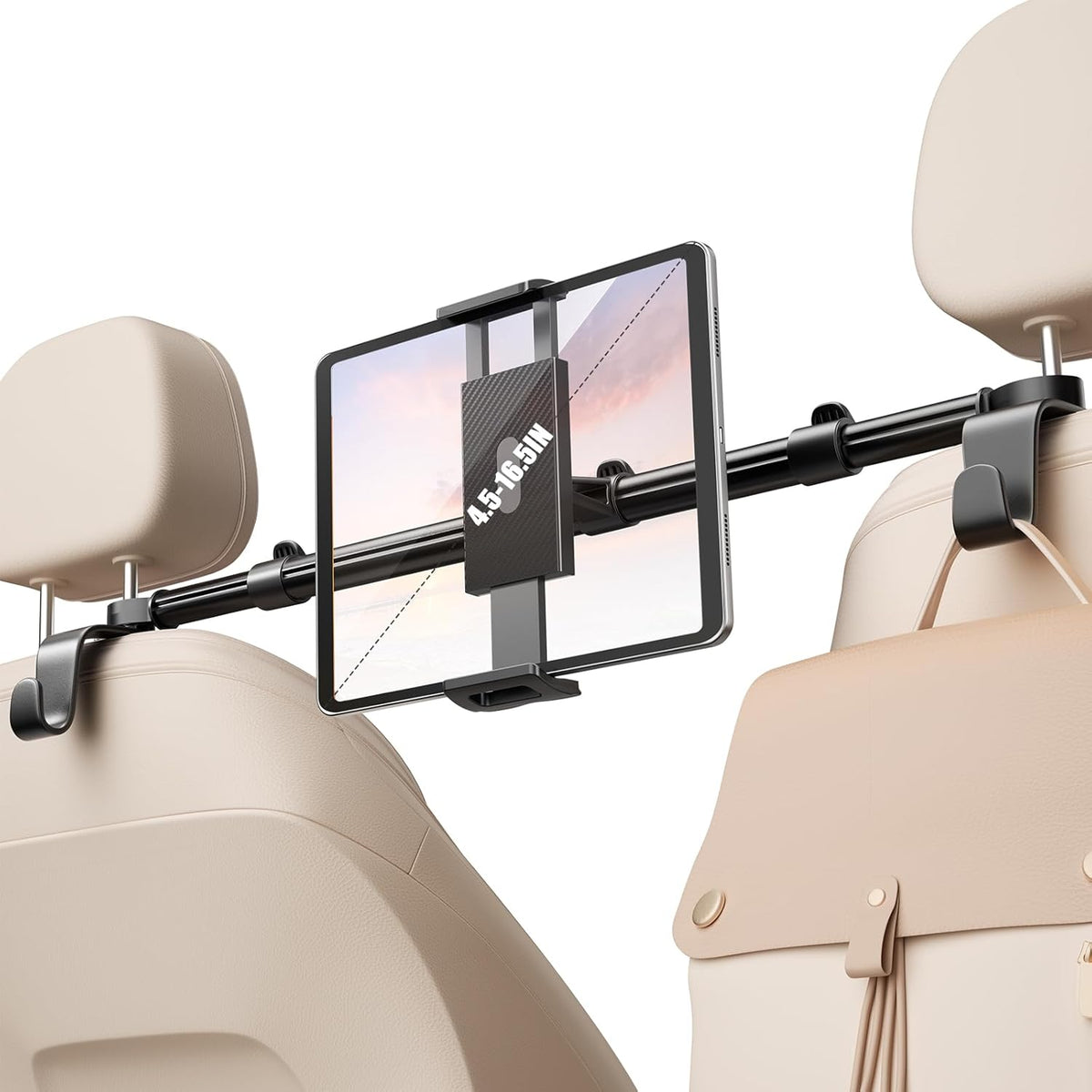 Aaeiirey Stability][360 4.516.5" Car Headrest Tablet Holder [Dual-Clamp Adjustable] Back Seat iPad Mount for Kids Road