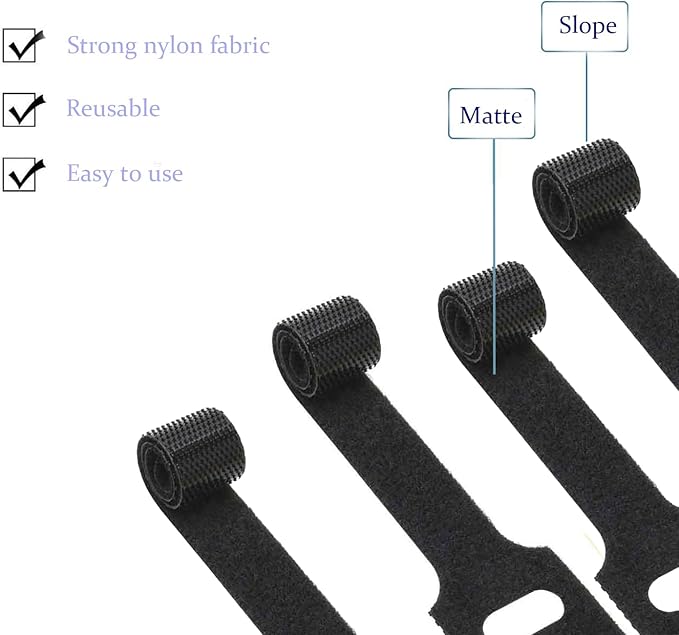100 Pack Reusable Hook & Loop Cable Ties & Labels Kit - 50 Durable Cord/Wire Tags + 50 Self-Gripping Straps for Electronics Organizing, Home Office Cord Management (White & Black)
