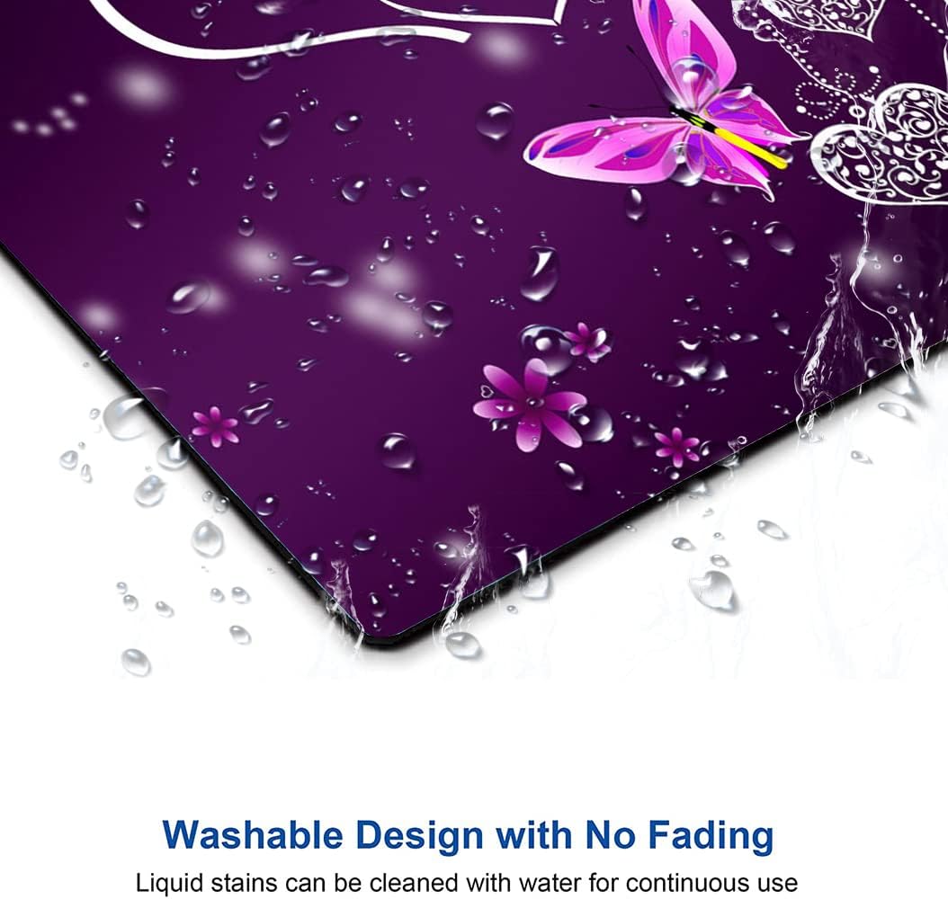 Mouse Pad, Premium-Textured Mouse Mat, Non-Slip Rubber Base Mousepad for Laptop, Computer & PC,9.5×7.9 in, Purple Heart Butterfly