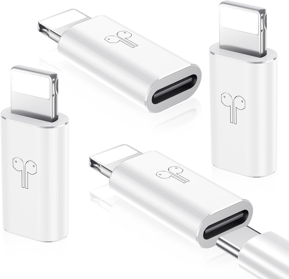 Temdan 4 Pack USB C to Lightning Adapter for iPhone 14 13 12 Pro Max/iPad Air/Airpods,Support Audio/OTG,20W PD Fast Charging,Lightning to Type C Charger Connector Cable,for iPhone 14 Accessories-White