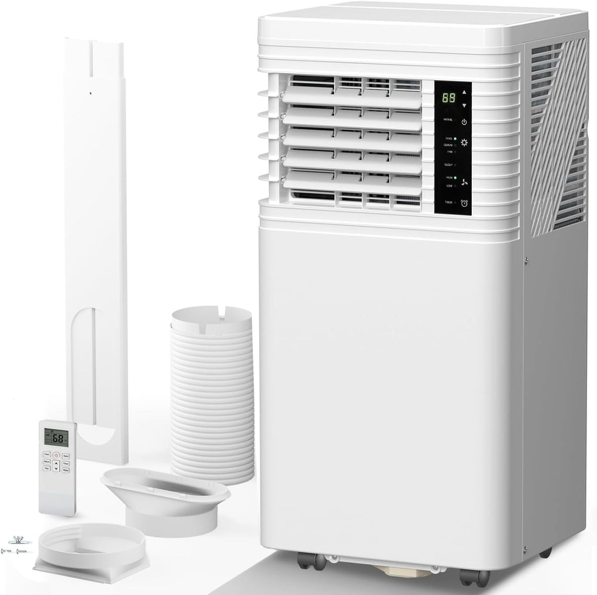 Antarctic Star 8000 BTU ASHRAE Portable Air Conditioner, 4-in-1 Quiet AC Unit with Dehumidifier & Fan Mode, Ultra Easy Install,