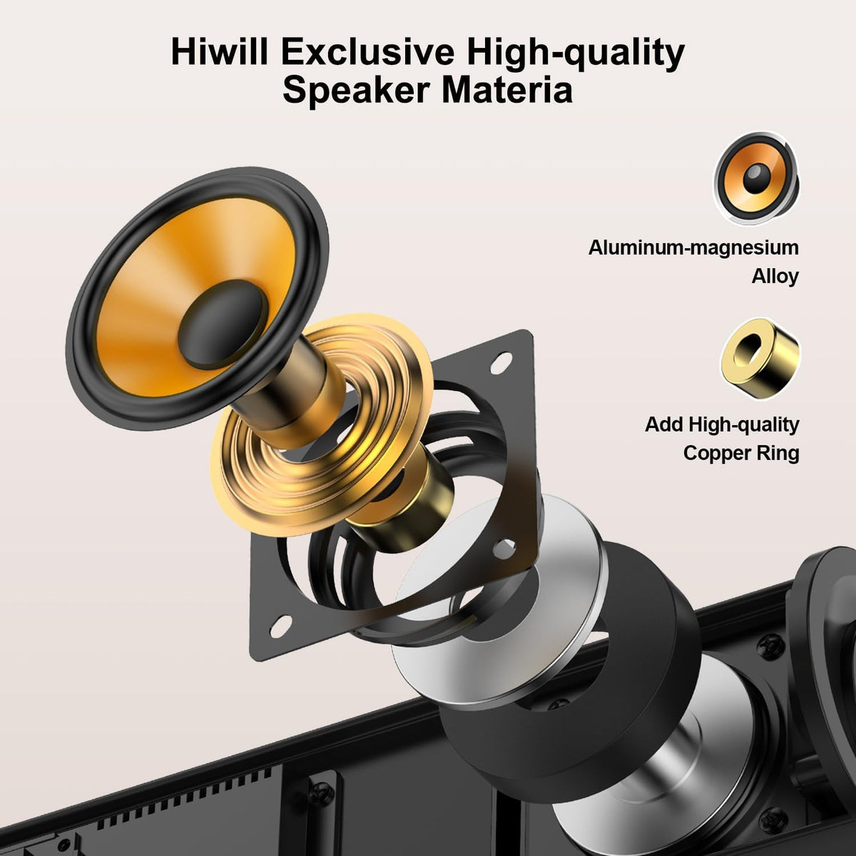 Hiwill 2.1CH Dolby Atmos Soundbar with Subwoofer, 200W Peak Power, Home Theater Sound Bar for Smart TV, Adjustable Treble and Bass, Clear Dialogue, HDMI eARC/ARC/Opt/BT/AUX, HiElite A21