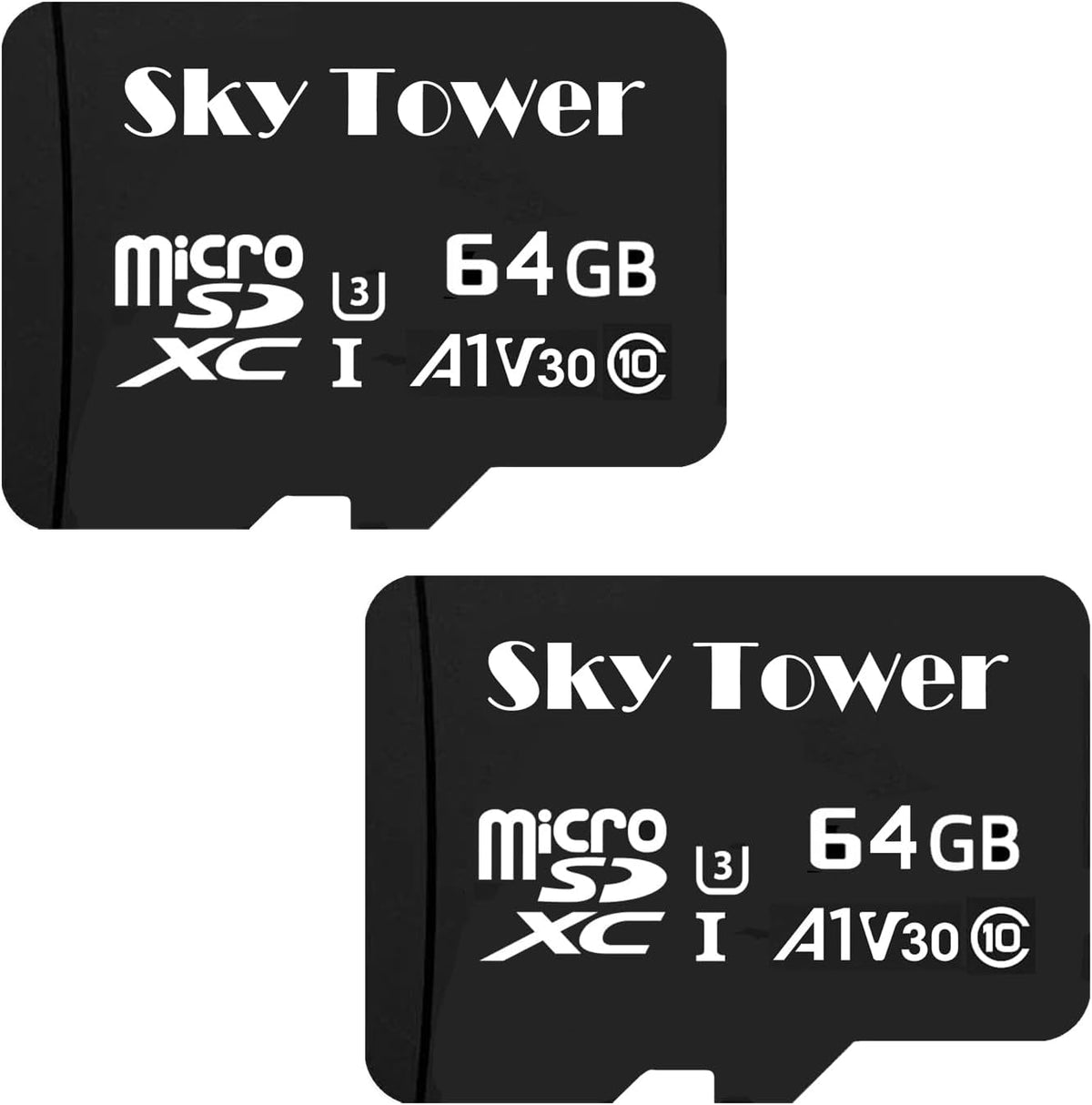Sky Tower Ultra microSDXC microSDHC UHS-I Memory Card with Adapter [New Version] Flash Memory Card - Up to 100MB/s, U1, Class10, V10, A1, High Speed TF Card (64GB Micro SD Card 2 Pack)