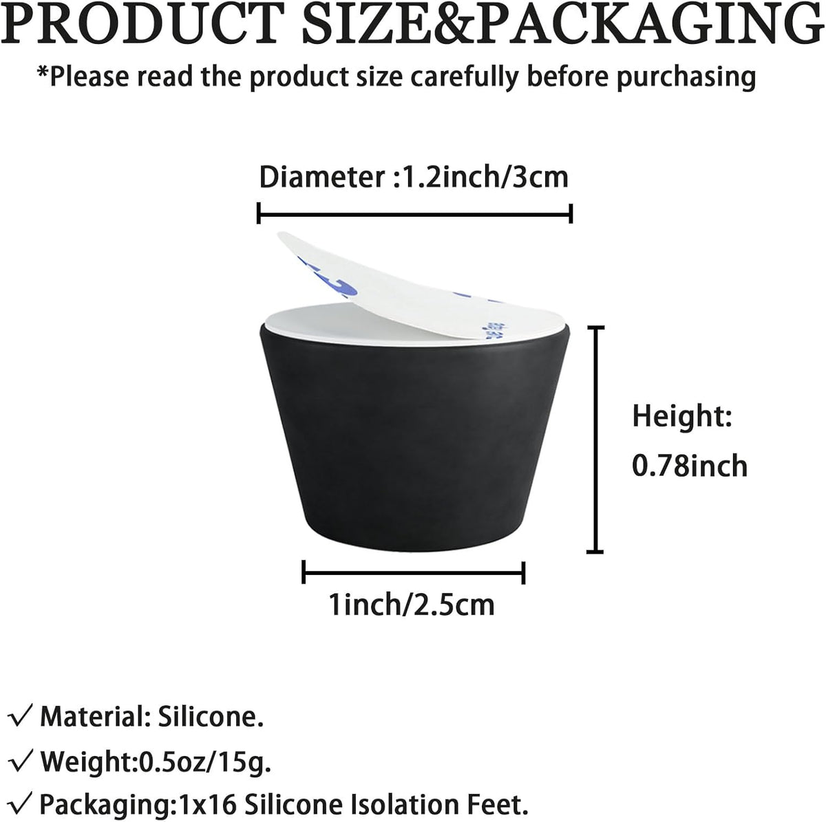 1.2" Silicone Non-Skid Speaker Pads-16Pack, Adhesive, for Small Speakers, Turntable, Subwoofer Isolation Feet, Reduced Resonance & Vibration