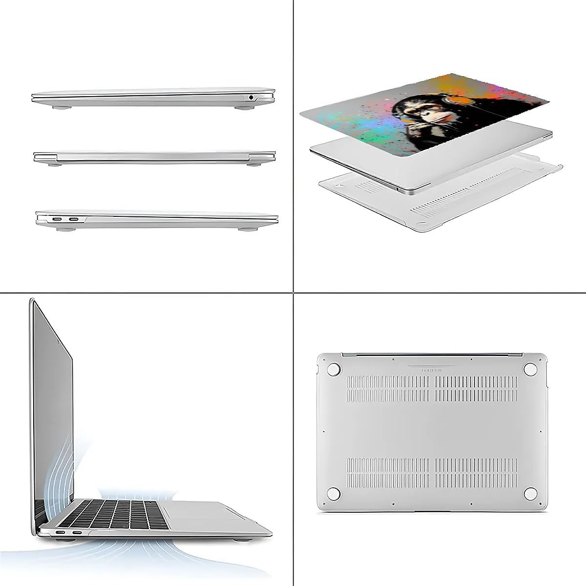 Compatible with MacBook Air 13.3 13.6 Inch Case 2022 2021 2020 2019 Plastic Hard Shell Case Cover,13.3 Air (A1932/A2179/A2337), Monkey