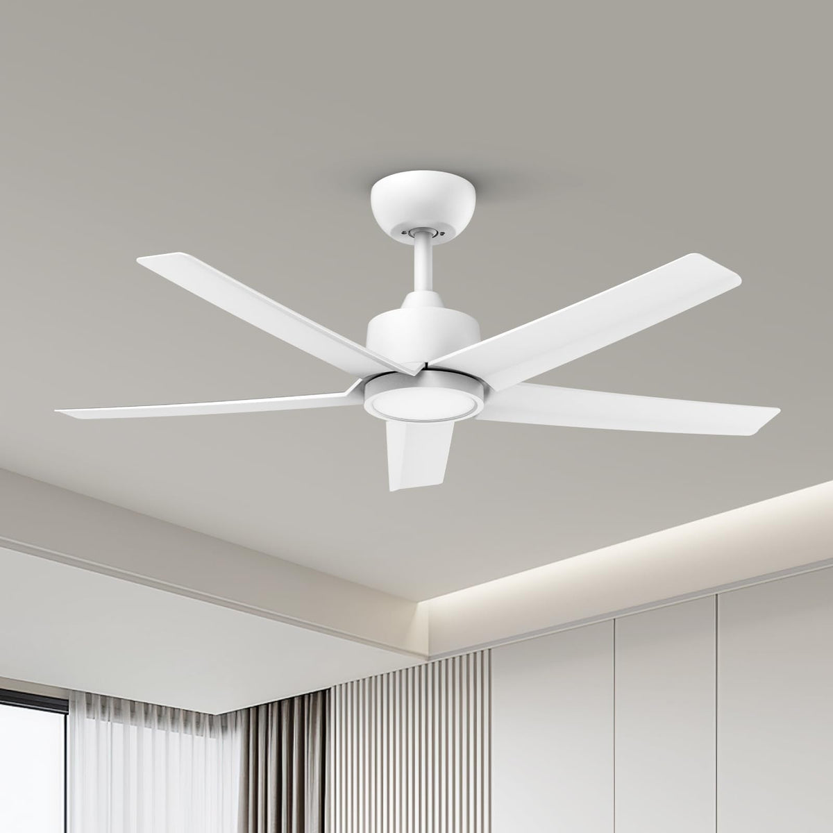ocioc 44 Ceiling Fans with Lights,White Ceiling Fan with Light and Remote,Reversible Airflow,6 Speeds,Timer,Dimmable,Modern Ceil