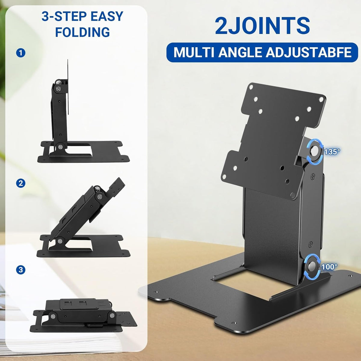 Touch LCD Monitor&All in One PC Stand All Metal Holder Sturdy with VESA Hole 75x75mm&100x100mm