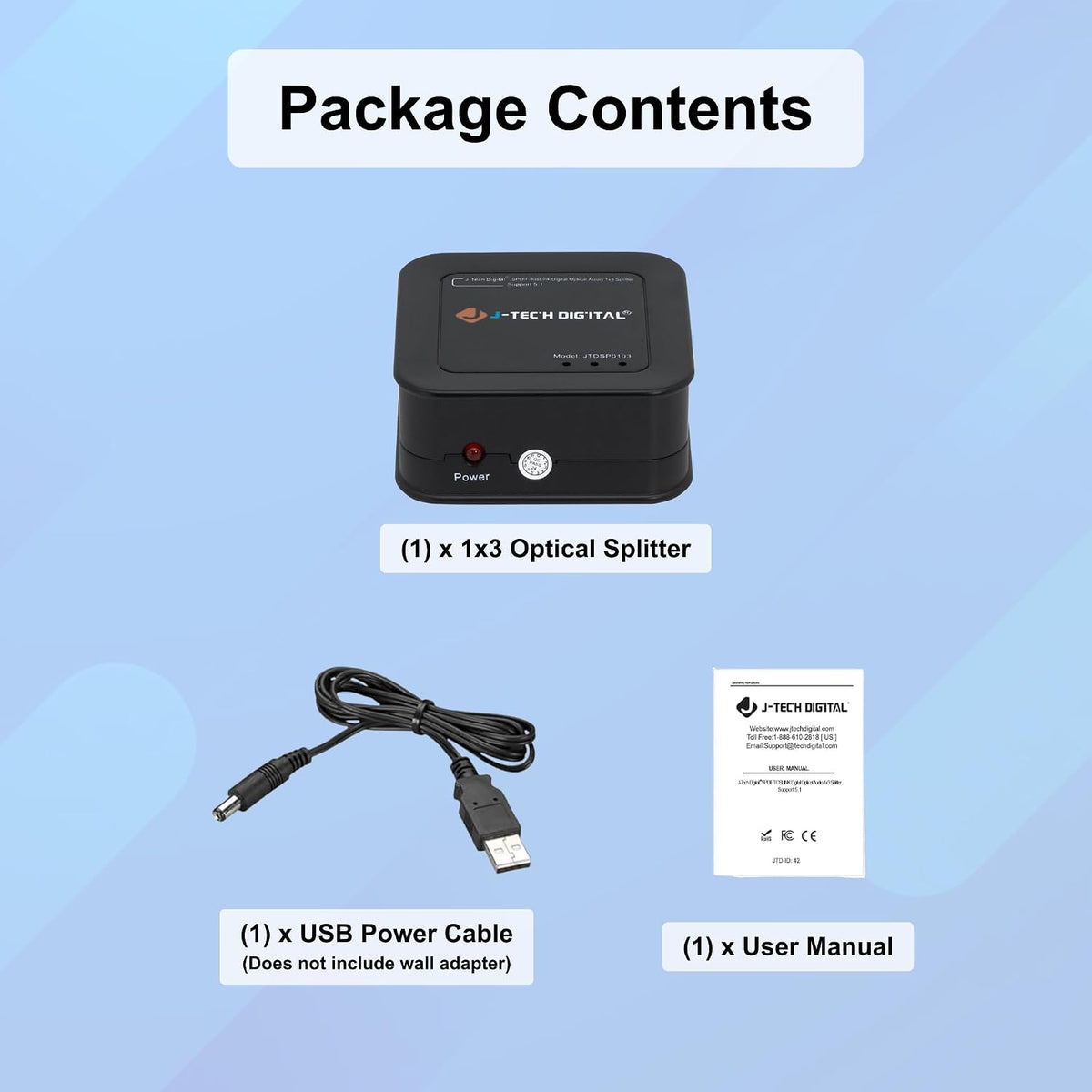 1x3 1 3 5.1 LPCM2.0, [JTD-SP0103] J-Tech Digital Optical Audio Splitter, in Out Toslink SPDIF Digital Audio Splitter