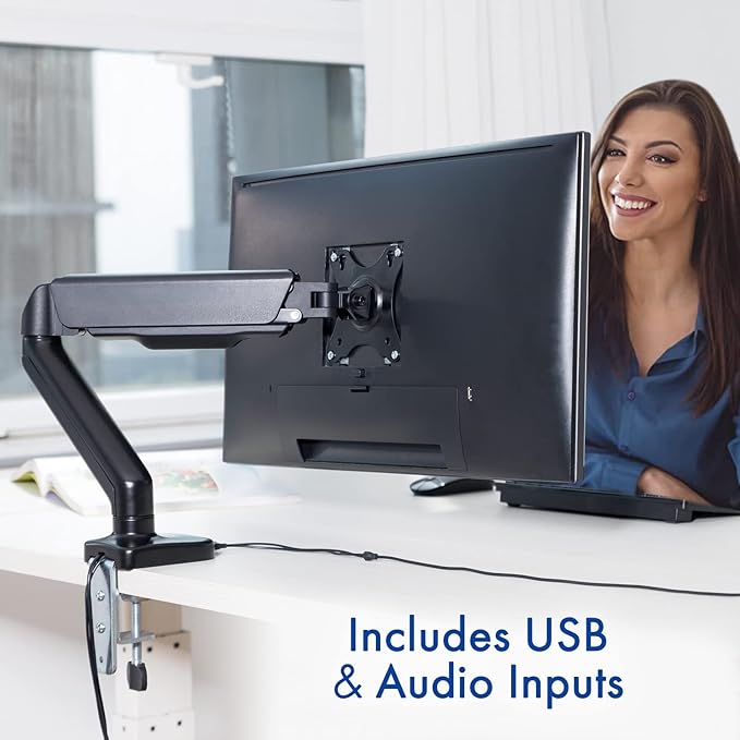 Spring LCD Monitor Arm with USB and Multimedia Ports for: Sceptre Curved 24 75Hz Professional LED Monitor 1080p 98% sRGB HDMI VGA Build-in Speakers Machine Black 2021