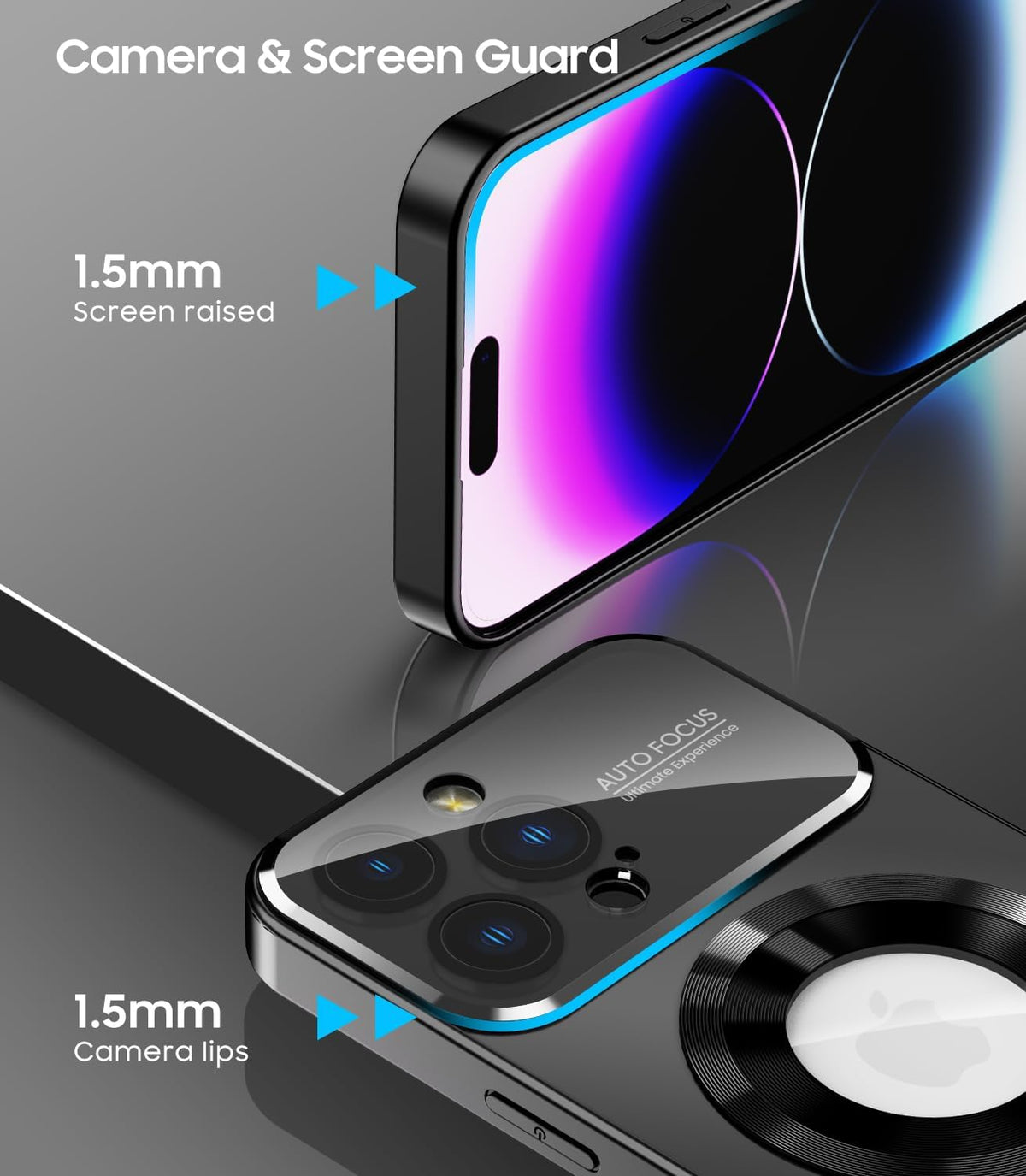 Magnetic for iPhone 14 Pro Max Case, Compatible with MagSafe, Built-in Camera Lens Protector, Logo View, Military Grade Drop Proof Phone Case Cover, Black