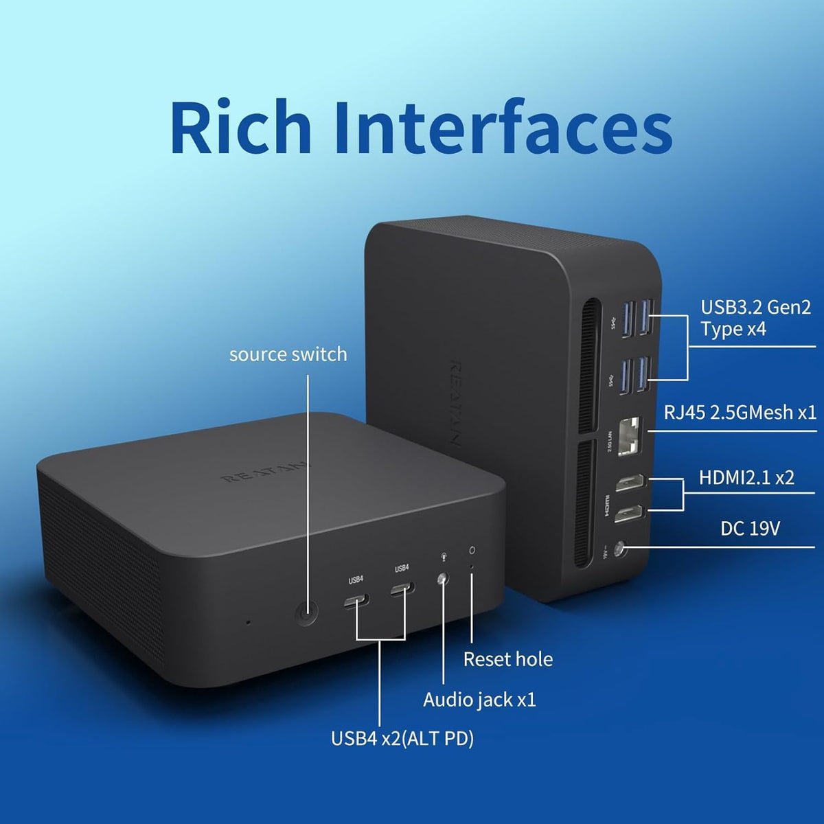 Reatan A9 Mini Gaming PC AMD Ryzen 9 7940HS 64GB DDR5 2TB SSD 5600 MHz RAM, Desktop Mini Computers, Radeon 780M Graphics, 2.5Gbps LAN, HDMI 2.1, 8K USB 4.0 Wi-Fi 6E/BT5.3