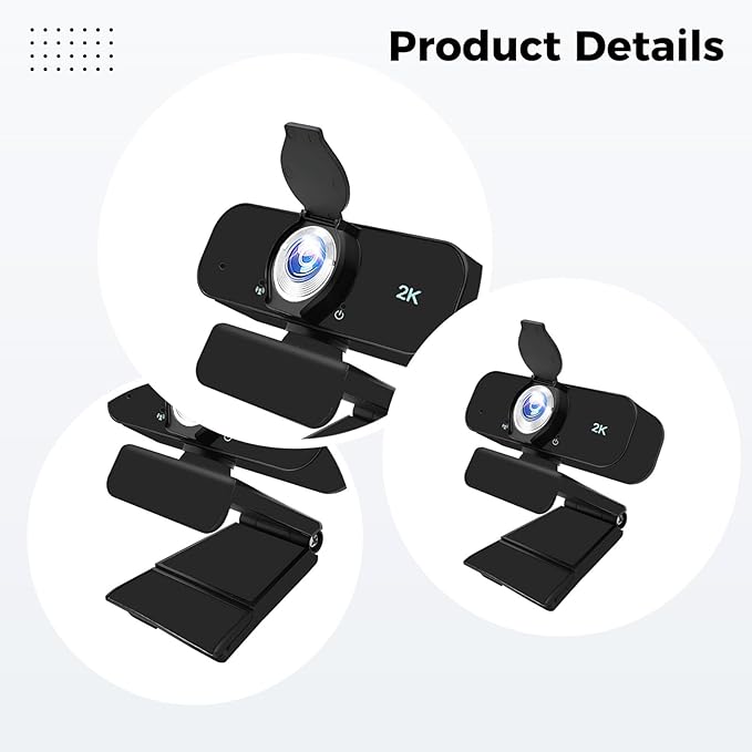 Built-in Microphones 2K USB Webcam Tripod Plug-and-Play Streaming Video Conferences