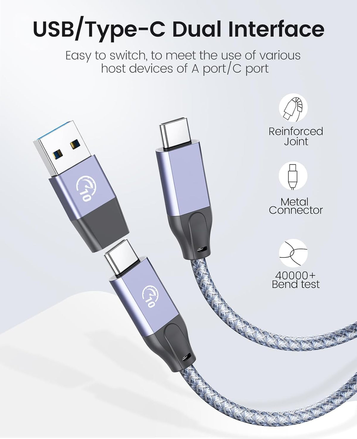 ORICO 7 Port USB Hub 10Gbps, Aluminum USB 3.2 Gen 2 Hub, 6 USB 3.2 Data Ports, PD 60W Ports, 1.64Ft C to C Cable, USB Data Hub for Laptop