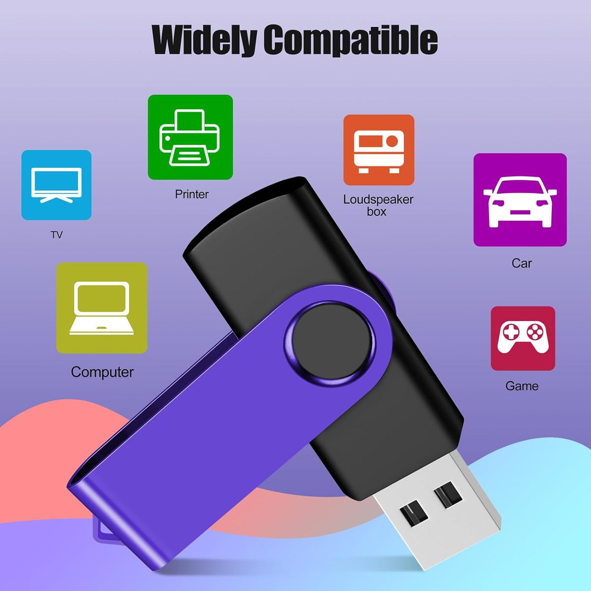 EASTBULL 4GB USB Flash Drive 50 Pack with Lanyards - USB 2.0 Jump Drive for Storage and Backup - Purple 50PCS