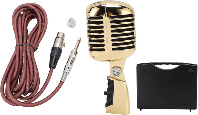SUNGOOYUE Dynamic Cardioid Microphone with Sound Output and Vibration Dampening for Musical Performances and Studio Recordings (Gold)