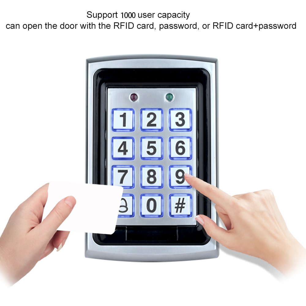 HFeng Full Kit Door Access Control System 125KHz RFID Keypad Reader Metal Case + 180KG Electromagnetic Lock + DC12V 3A Power Supply Controller + Door
