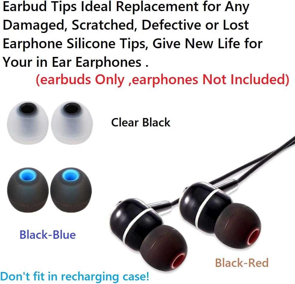 Earbud Silicone Ear Tips Earbuds Replacement Ear Tips Gels Bud for Popular in-Ear Headphones Other Inner Hole from 3.8mm - 5.1mm Earphones 9 Pairs S/M/L