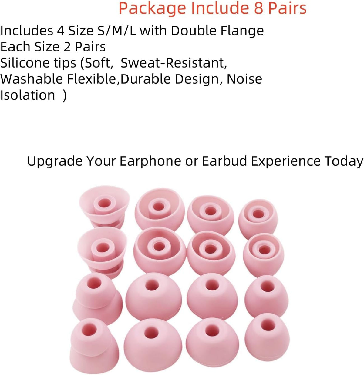 Replacement Ear Tips for Beats Urbeats2.0 Tour2.0 ibeats Beats x, Beats Flex Secure Fit for Powerbeats Pro Silicone Earbuds Washable Sweat-Resistant Noise Isolation 8 Pairs (Coral Pink)
