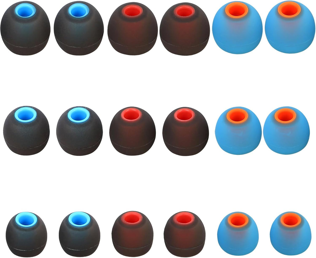Silicone Earbud Tips - Fit Most In-Ear Earbuds (Inner Hole 3.8mm - 5.1mm) - 9 Pairs S M L
