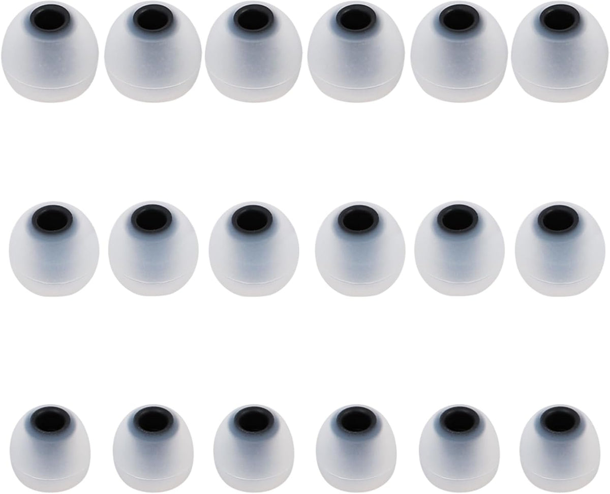 Silicone Replacement Earbud Tips Earbud Covers Fit for in-Ear Headphones (Inner Hole 3.8mm -5.1mm) Earbud Replacement Tips Earbud Rubber Tips 9 Pairs S/M/L, transparent/Black