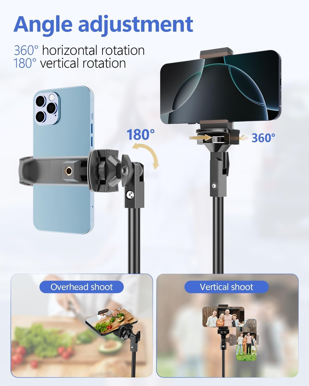 EMART 62’’ Cell Phone Tripod Stand, Adjustable Floor Cellphone Tri Pod Holder with Remote for iPhone and Android, Portable Compact Smartphone Selfie Stick for Video Recording Camera Ring Light Filming
