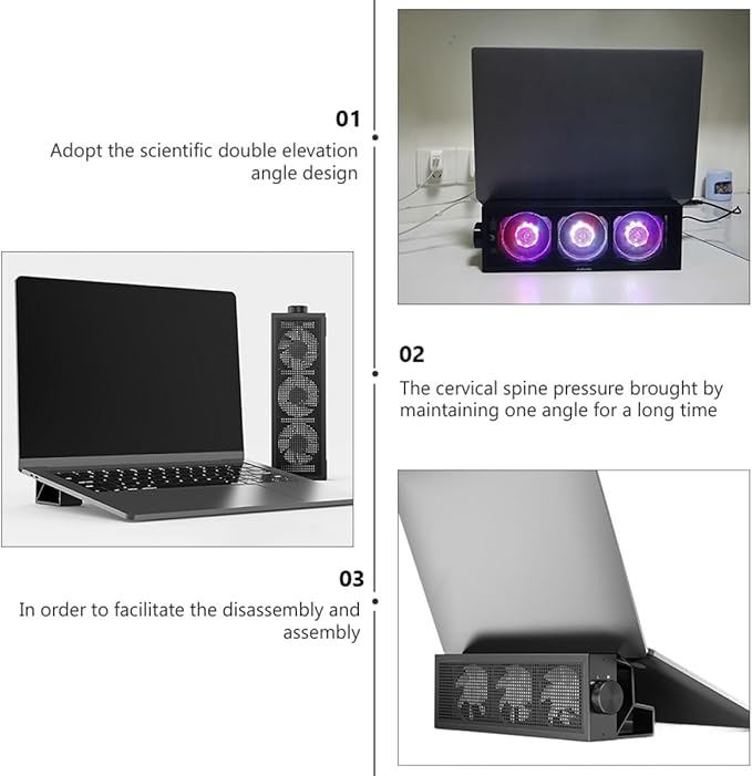 BESPORTBLE RGB Gaming Laptop Cooling Pad Speed Fans Ergonomic Heat Dissipation Stand Compatible with All Laptop Portable Notebook Cooler for Home and Office Use