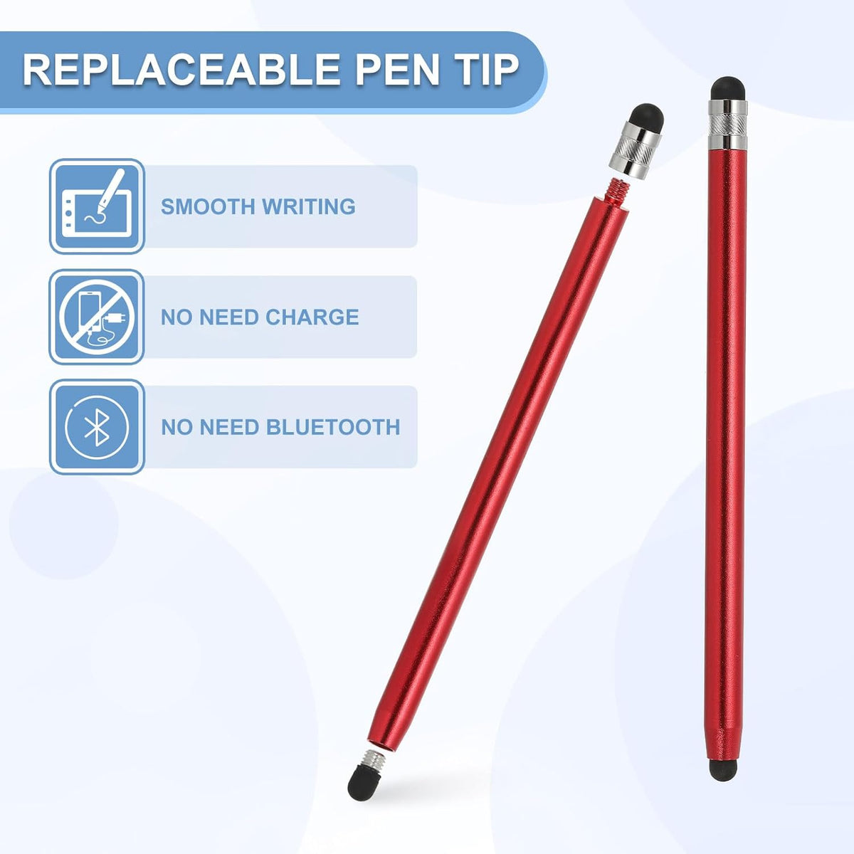 PATIKIL 5 Pcs Stylus Pens for Touch Screens, 2 in 1 High Sensitivity Universal Pen Capacitive Stylus for Phone Tablets Laptop Touch Screen Devices, Red
