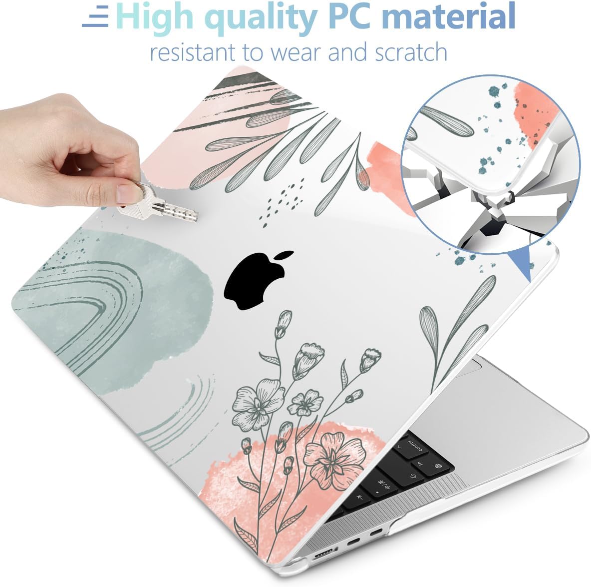 MEEgoodo Case for MacBook Air M4/M3/M2 13.6 inch 2025 2024 2022, Fit Model A3240 A3113 A2681, Compatible with MacBook Air 13 inch, Laptop Hard Shell Case with Keyboard Cover, Watercolor Floral 3