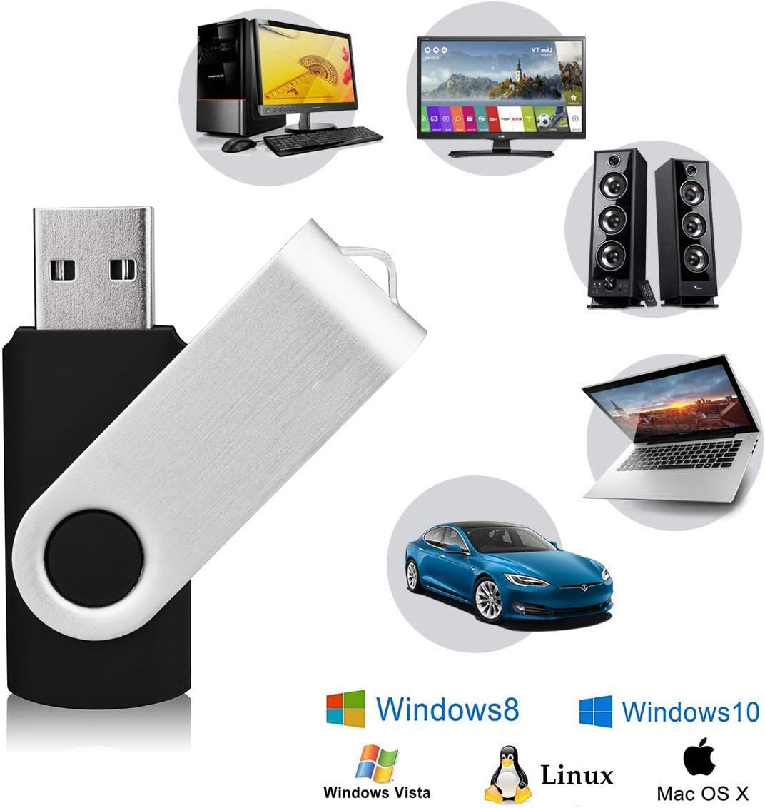 KEXIN 20 Pack 8GB Flash Drive 8G Bulk USB Thumb Drive USB Stick Jump Drive USB 2.0 Flash Drive with Led Indicator, Black