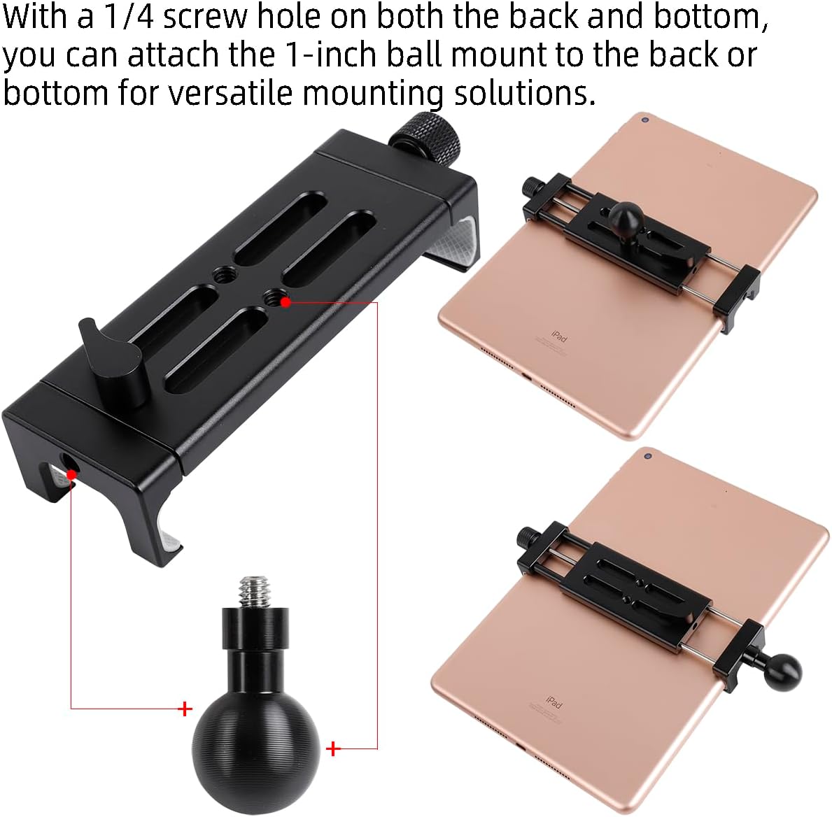 All-Aluminum Heavy Duty Drill Base Tablet Holder Mount for 4.7"-15" iPad Pro,Mini,Samsung Galaxy Tab, Surface, 360°Adjustable 2-Stage Arm Car Stand for Truck Dashboard Wall Desk Commercial Vehicle