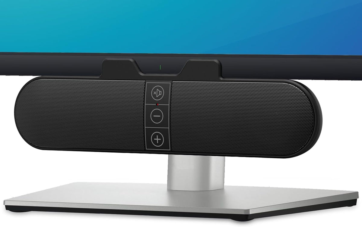 Computer Speakers for Desktop PC Monitor, USB Plug-in, Wired, Computer Soundbar for PC, Laptop Speakers with Adaptive-Channel-Switching, Loud Sound, Deep Bass, USB C Adapter, Easy to Clip on Monitor