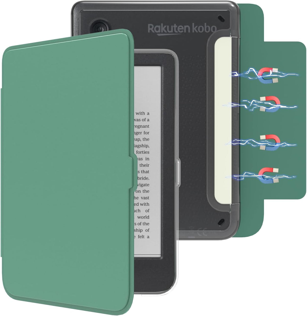 E NET-CASE 6" (2024) (2024) /2E (2022) Detachable Magnetic Case for Kobo Clara Colour /Clara BW eReader, Ultra Clear