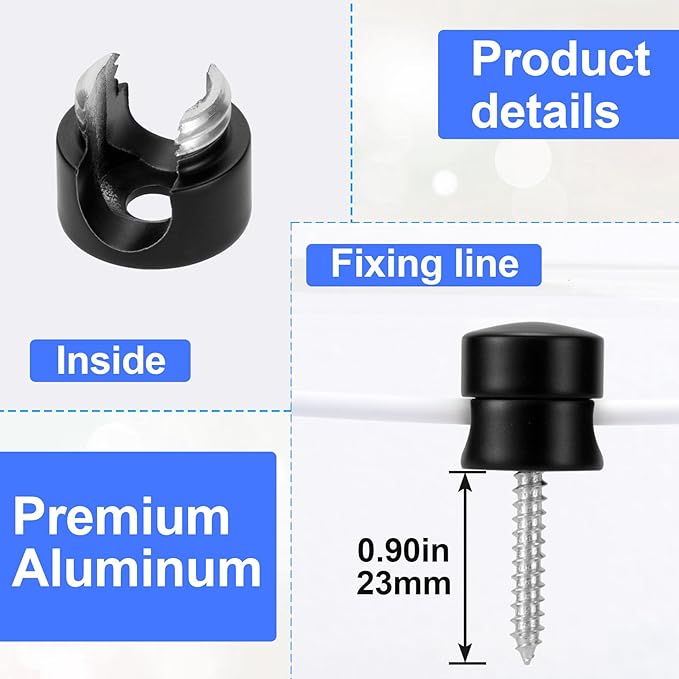SmallCat 3 Sets Charger Holders for Cords, Matte Black Metal Cord Holder