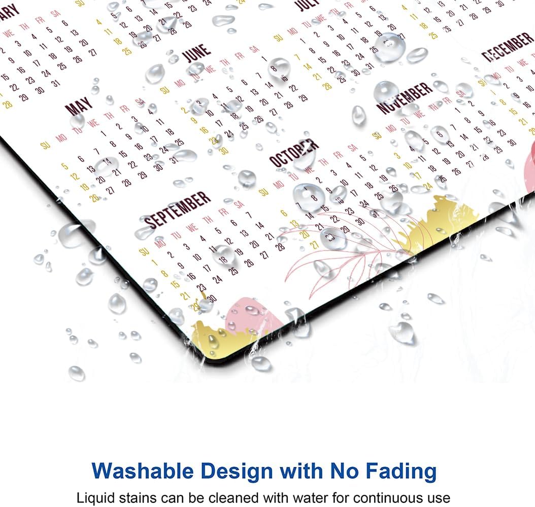 Mouse Pad, 2025 Calendar Mouse Pads, Cute Square Mouse Mat Waterproof Non-Slip Rubber Base Computer Mousepad for Desk Home Office Laptop, Abstract Leaf Calendar