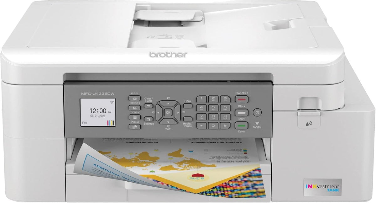 Brother MFC-J4335DW INKvestment Tank Wireless All-in-One Color Inkjet Printer, Up to 1-Year of Ink in-Box, Duplex Printing, Mobile and Cloud Print, Works with Alexa
