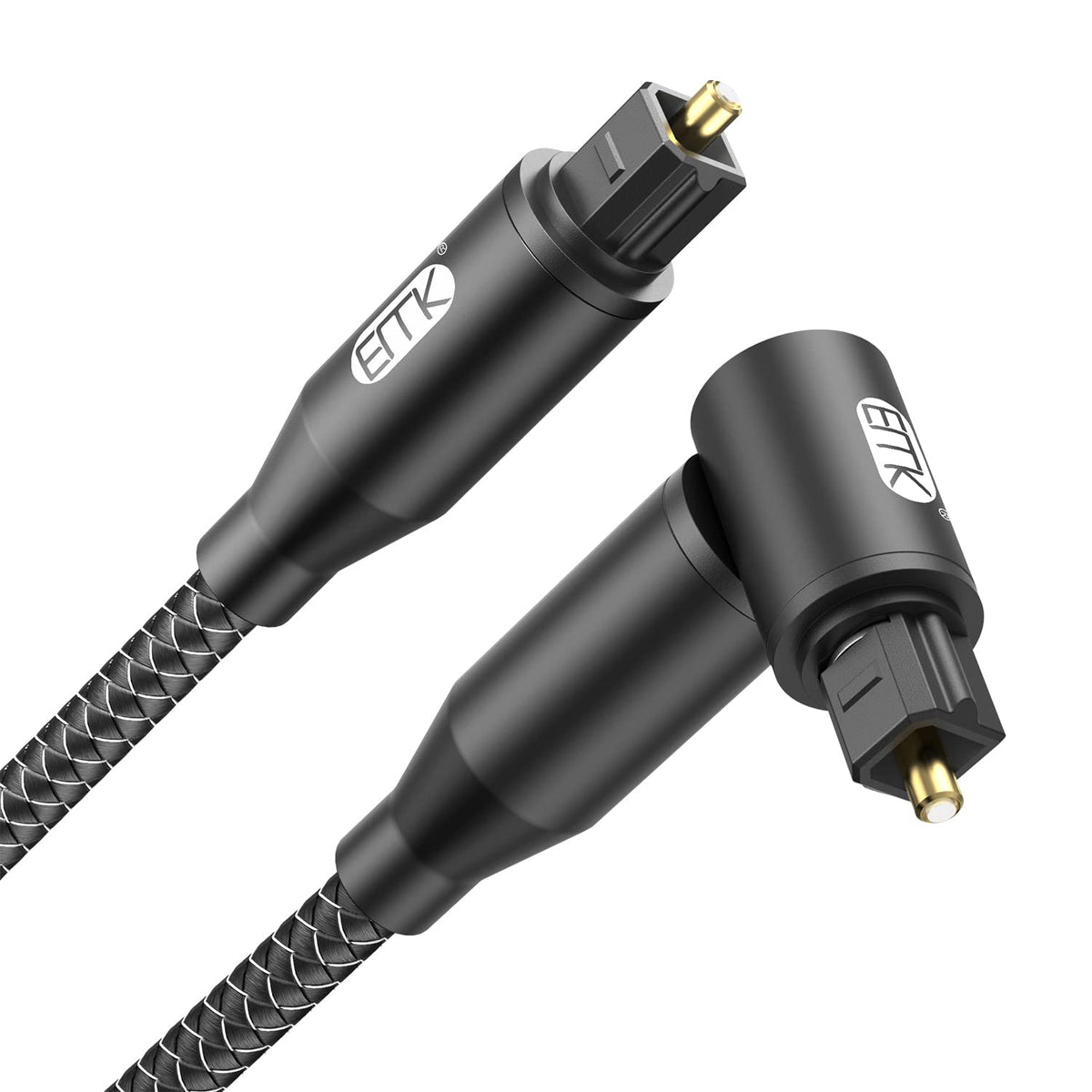 90 [1.5ft/0.5M] 360 EMK Degree Right Angle Optical Audio Cable - Rotatable Digital Toslink SPDIF Cable for Soundbar