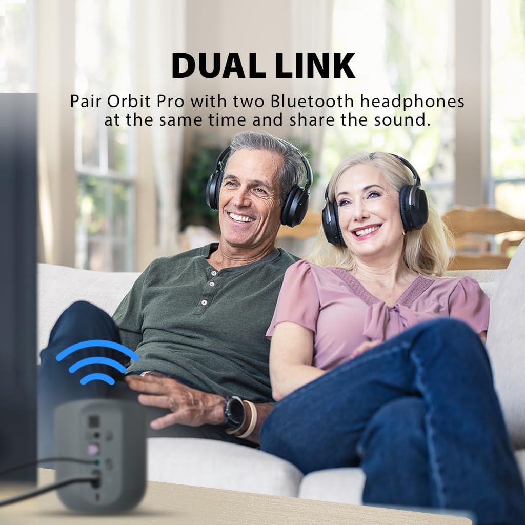 Avantree Orbit Pro - Bluetooth Transmitter for TV with LCD Screen & Remote Control, Compatible with Optical or AUX Audio Output & Smart TVs, Easy Volume Control for Airpods & Other Headphones