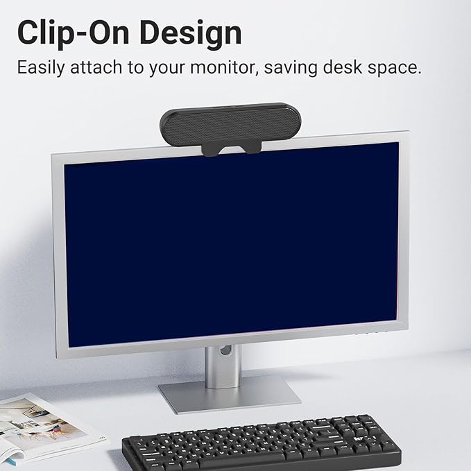 Yoidesu Computer Speaker External Speakers for Laptop with Two 1.4inch Magnetic Loudspeakers HD Stereo Loud Sound Computer Soundbar for PC with Volume Control Plug and Play