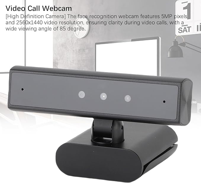 Face Recognition Computer Camera 5MP 2560x1440 Webcam with 85° FOV Noise canceling Mic Face Data Storage Fast Login Plug and Play for Business Meeting Online Calling